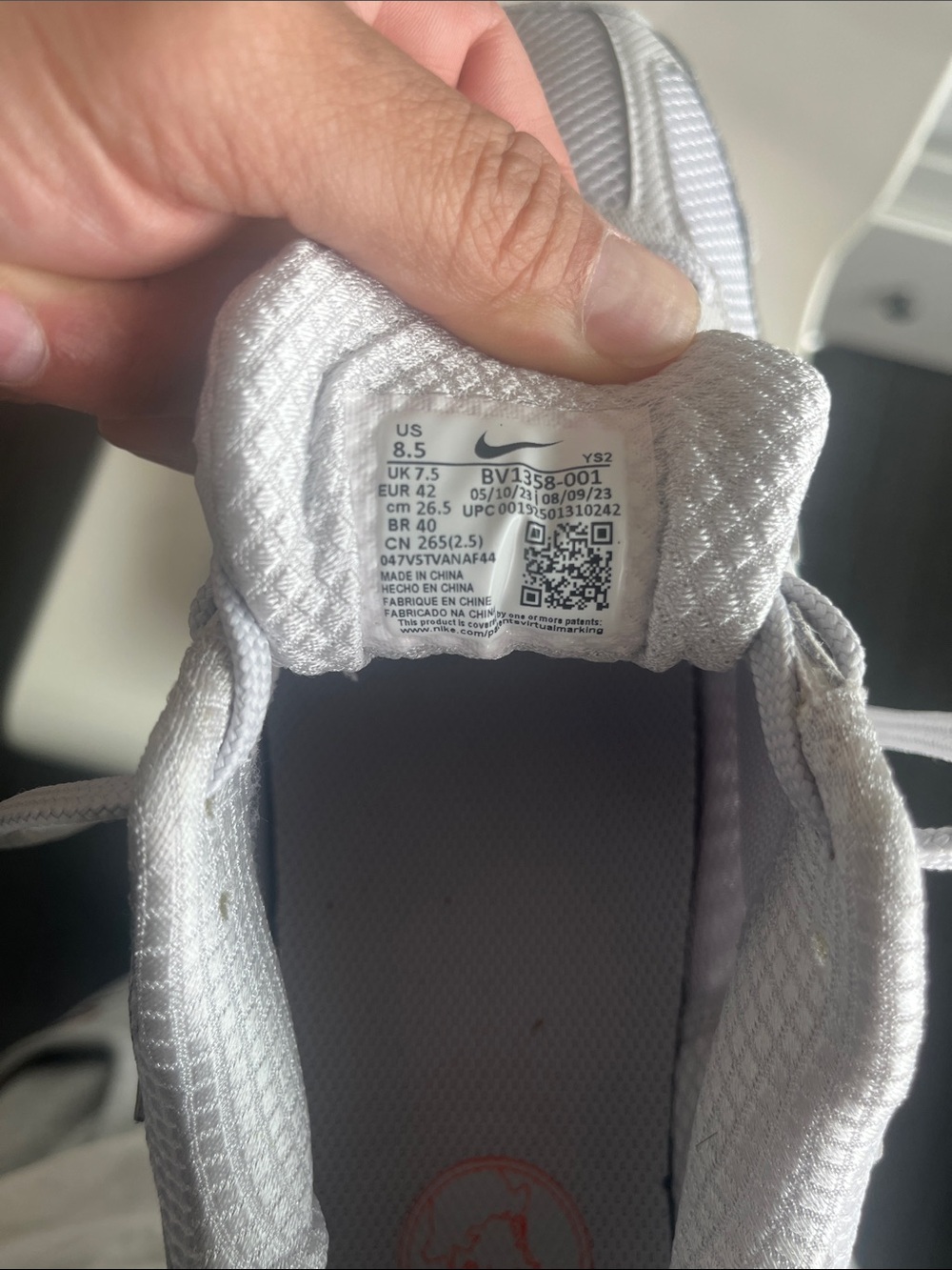 Nike Light Gray and White Vomero 5 Athletic Sneakers - Picture 2 of 6